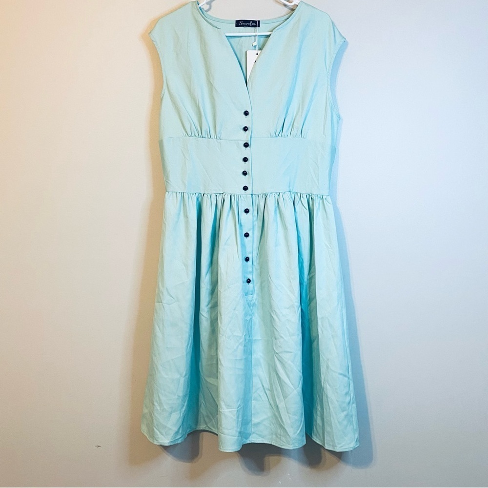 NWT Retro Vintage Inspired Chic Mint Green Sleeveless Midi Dress